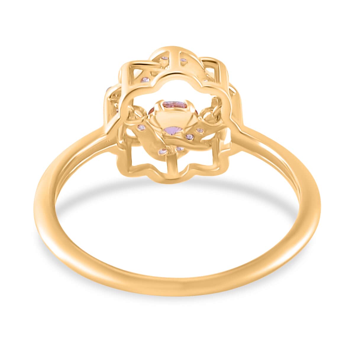 Simulated Pink Diamond 1.10 ctw Ring in 14K Yellow Gold Over Sterling Silver (Size 7.0)  image number 4