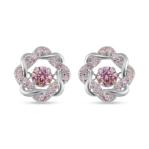 Simulated Pink Diamond 2.10 ctw Stud Earrings in Platinum Over Sterling Silver