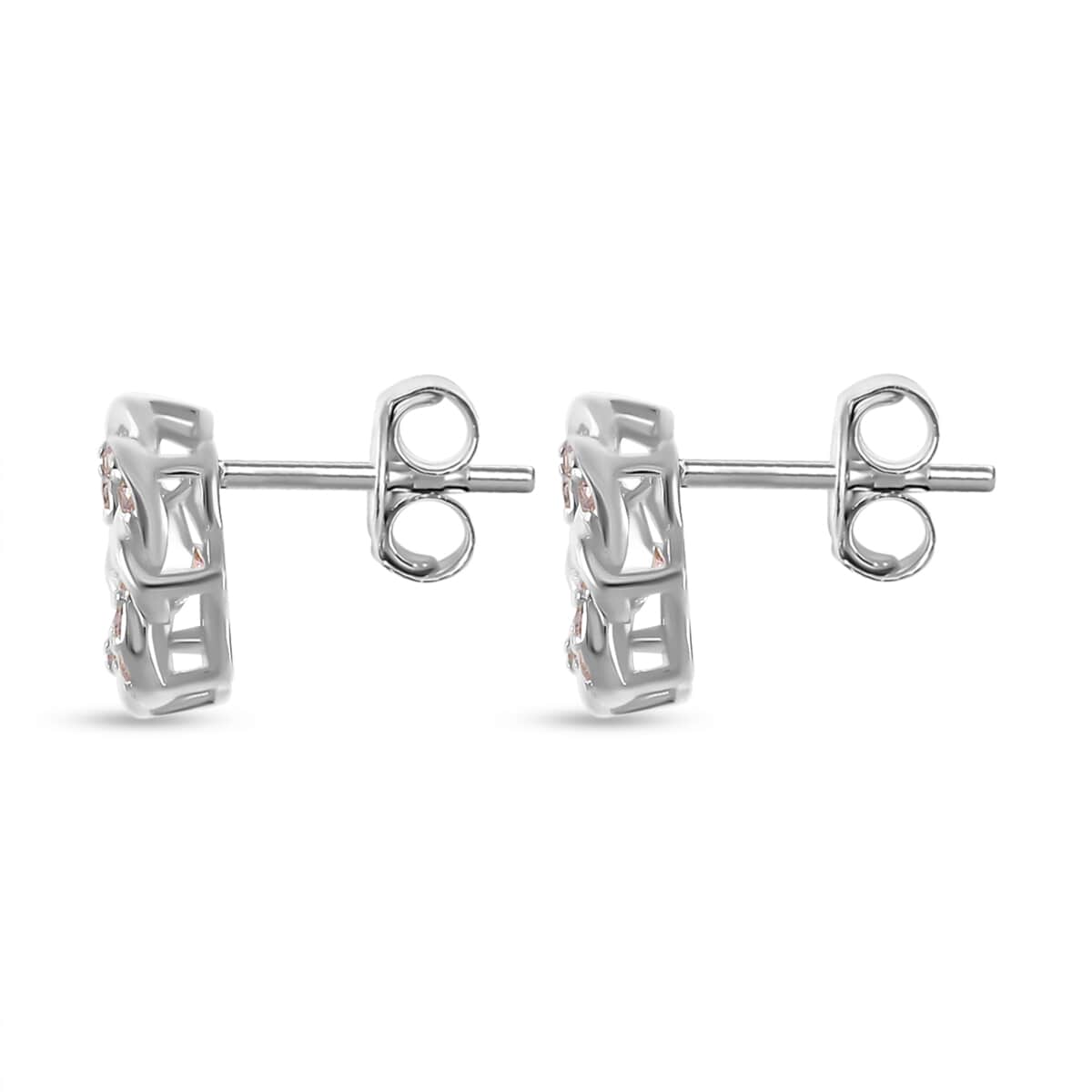 Simulated Pink Diamond 2.10 ctw Stud Earrings in Platinum Over Sterling Silver image number 3