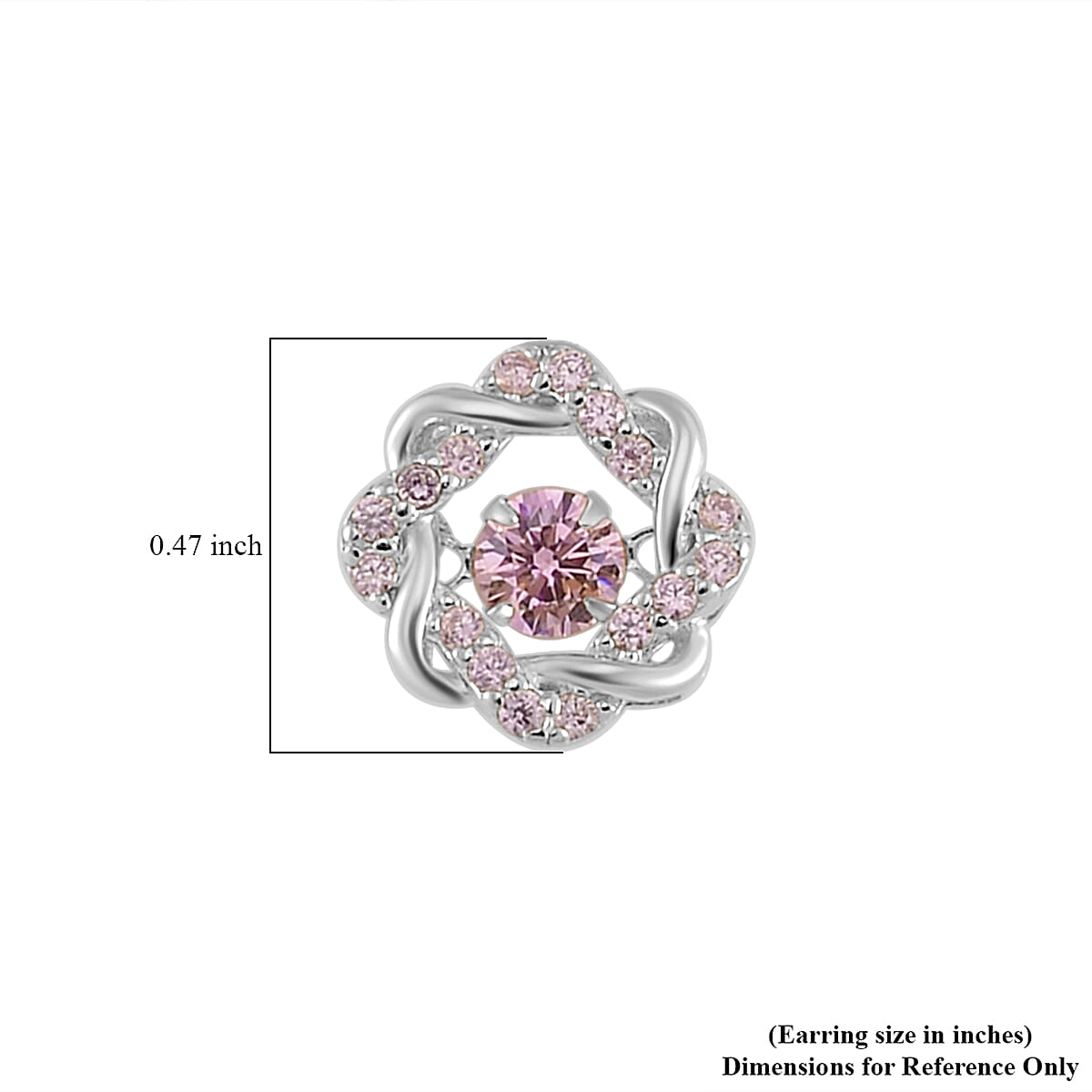 Simulated Pink Diamond 2.10 ctw Stud Earrings in Platinum Over Sterling Silver