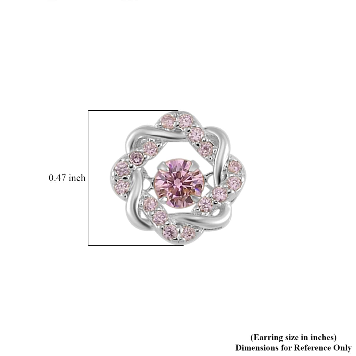 Simulated Pink Diamond 2.10 ctw Stud Earrings in Platinum Over Sterling Silver image number 5