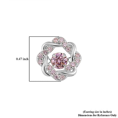 Simulated Pink Diamond 2.10 ctw Stud Earrings in Platinum Over Sterling Silver