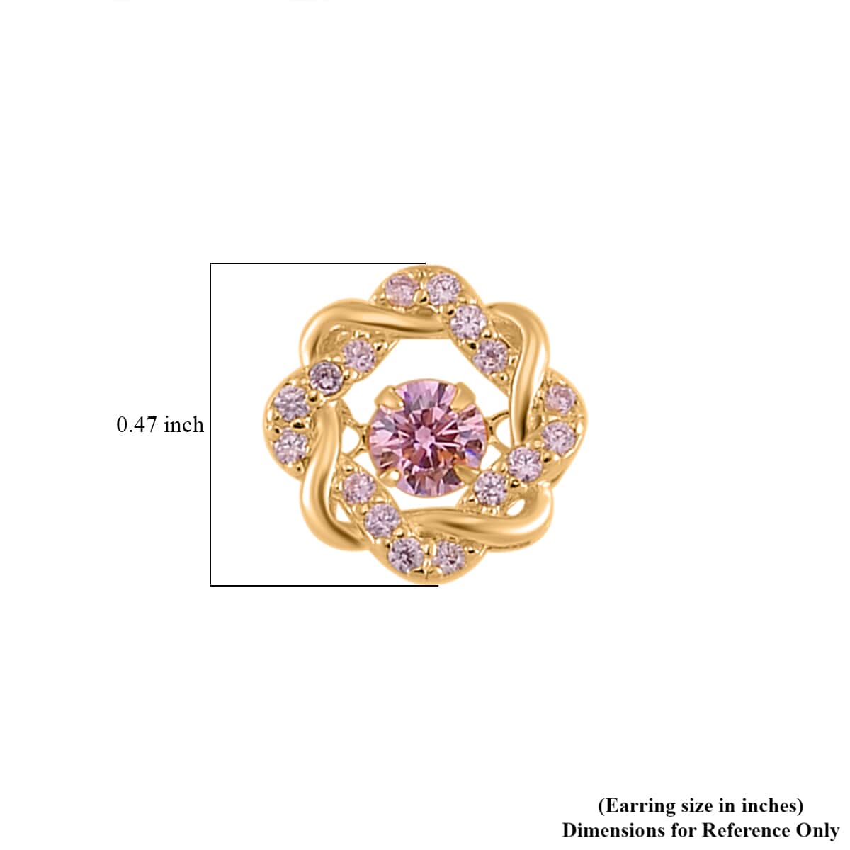 Simulated Pink Diamond 2.10 ctw Stud Earrings in 14K Yellow Gold Over Sterling Silver  image number 5