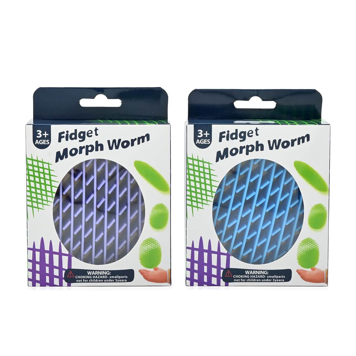 Closeout Set of 2 Fidgets Morph Worm -Blue & Purple image number 3