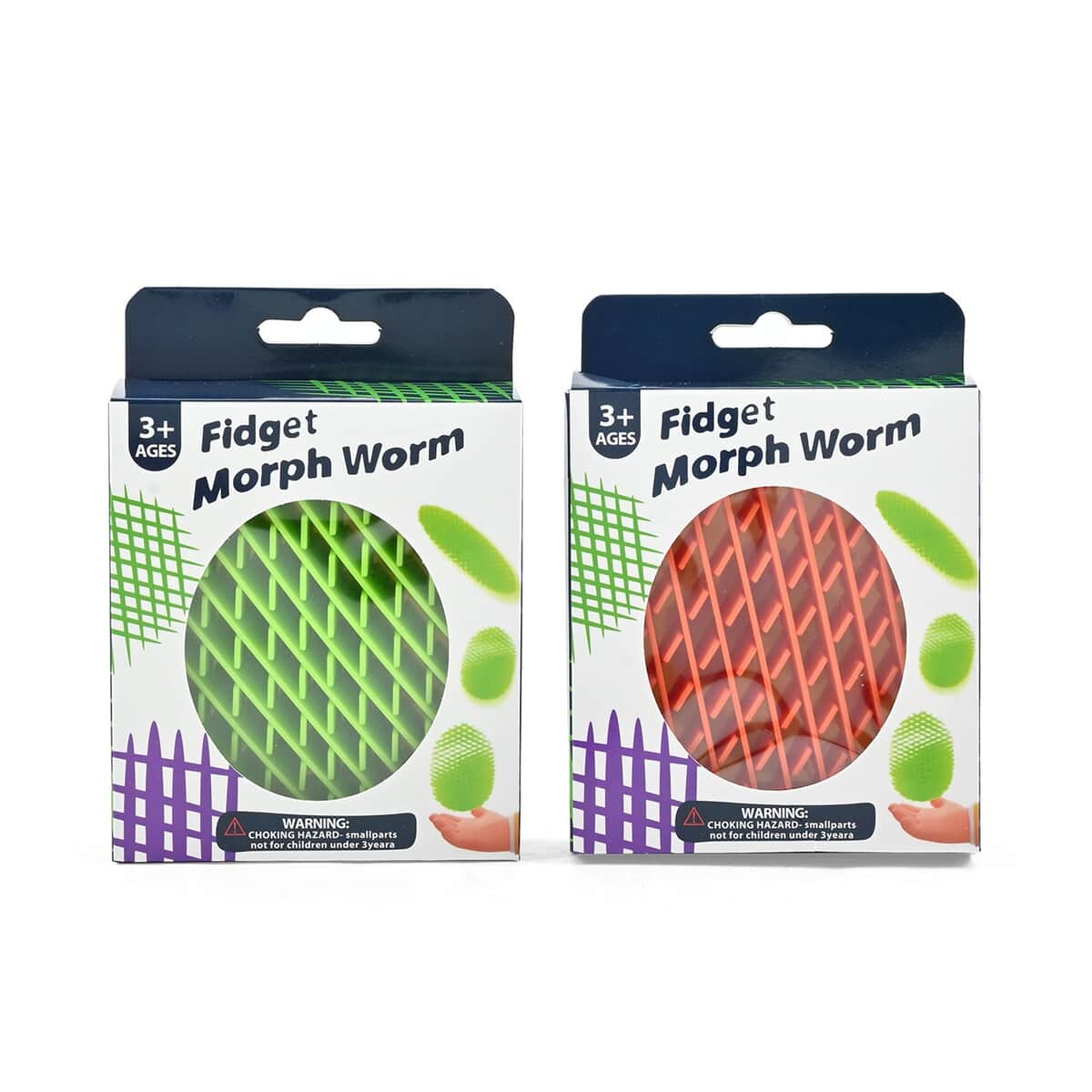 Set of 2 Fidgets Morph Worm -Orange & Green image number 4