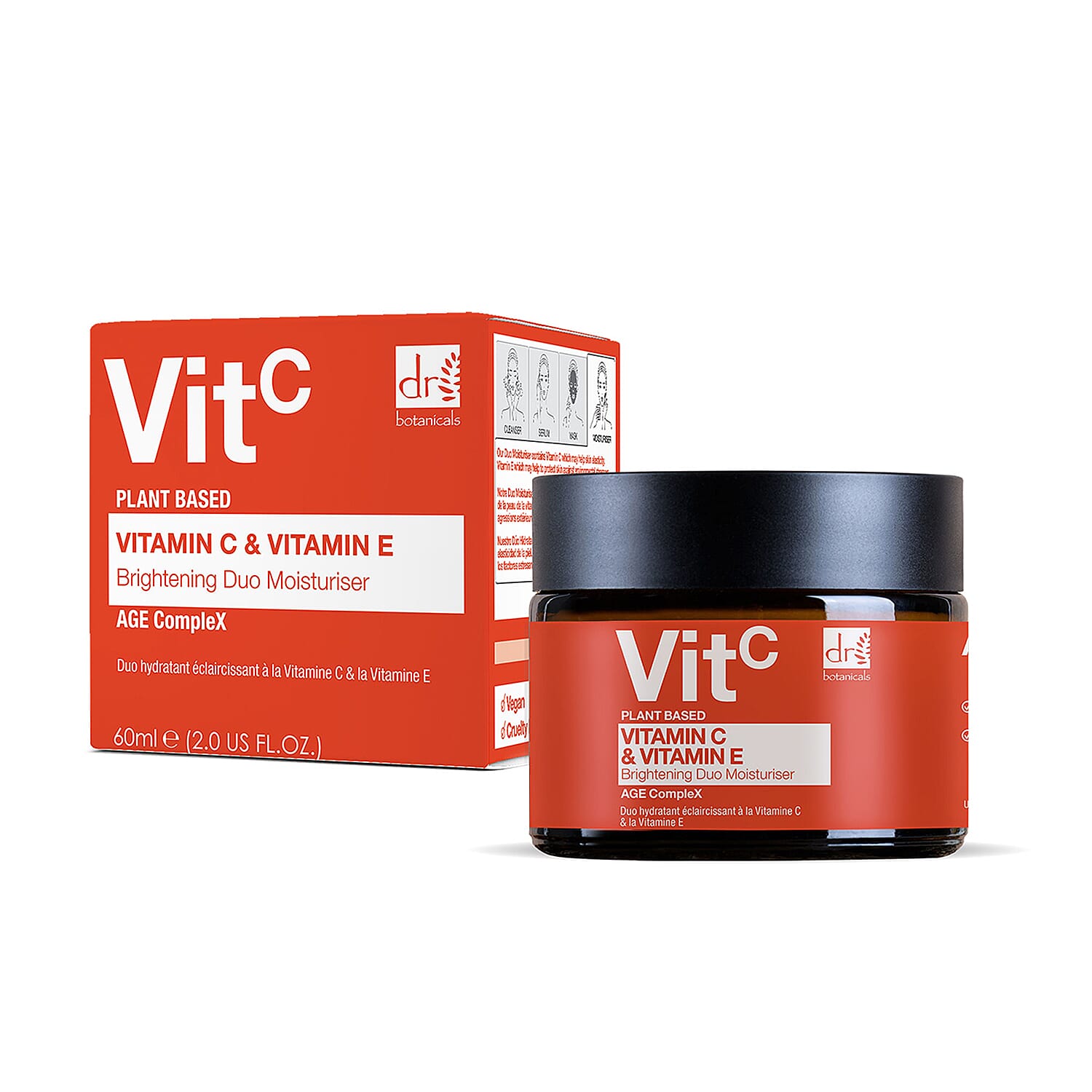 Dr Botanicals Age CompleX Collection- Vitamin C Brightening Moisturizer (2oz) & Hyaluronic Acid Facial Serum (1.01oz)