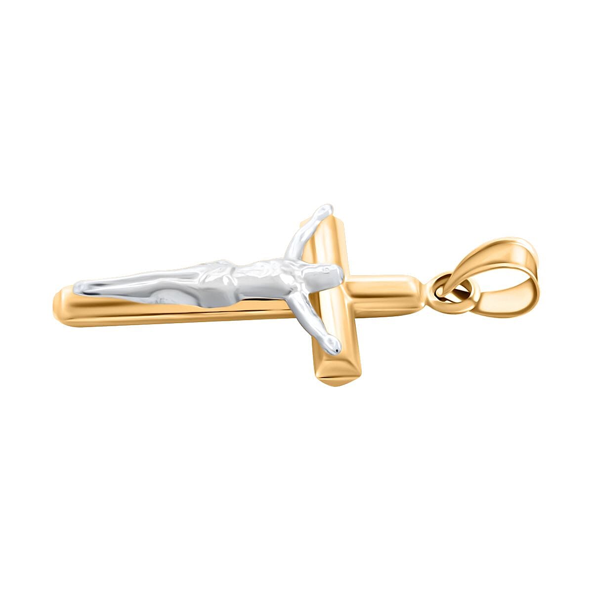 14K Yellow and White Gold Crucifix Pendant 0.42 Grams image number 3