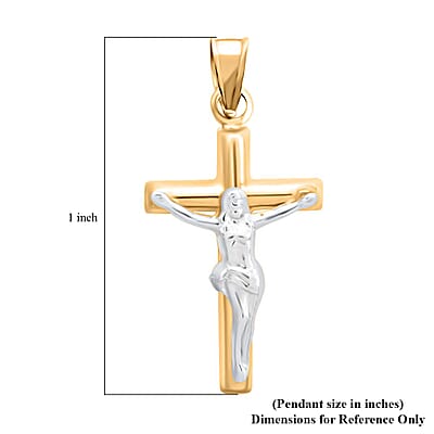 14K Yellow and White Gold Crucifix Pendant 0.42 Grams