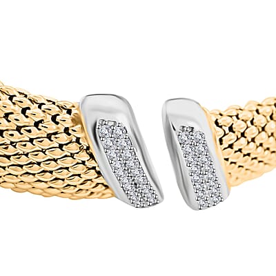 Italian Simulated Diamond Bangle Bracelet in 14K Yellow Gold Over Sterling Silver (7.0 In) 1.20 ctw