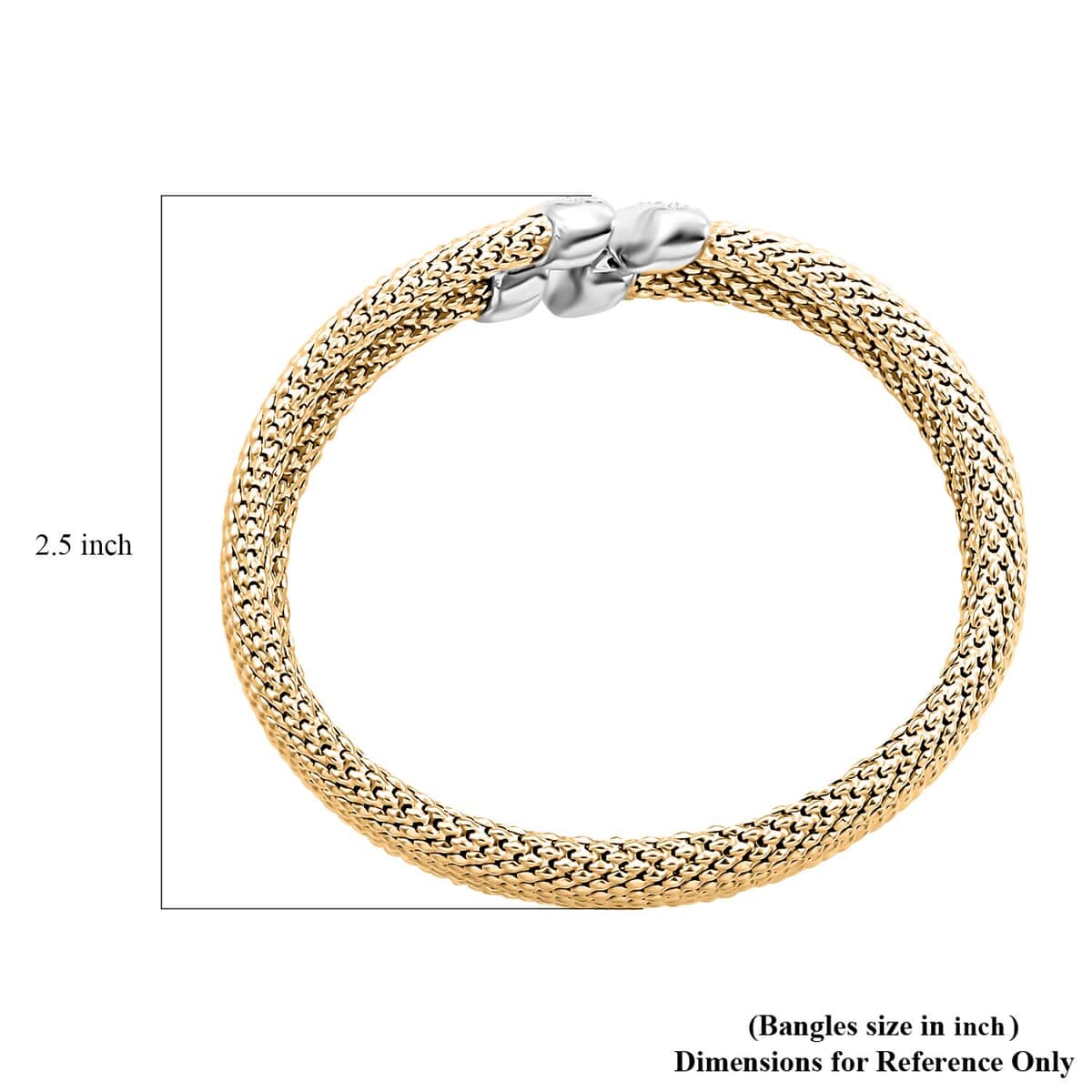 Italian Simulated Diamond Bangle Bracelet in 14K Yellow Gold Over Sterling Silver (7.0 In) 1.20 ctw image number 3