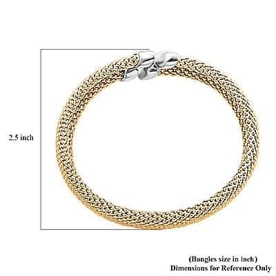 Italian Simulated Diamond Bangle Bracelet in 14K Yellow Gold Over Sterling Silver (7.0 In) 1.20 ctw