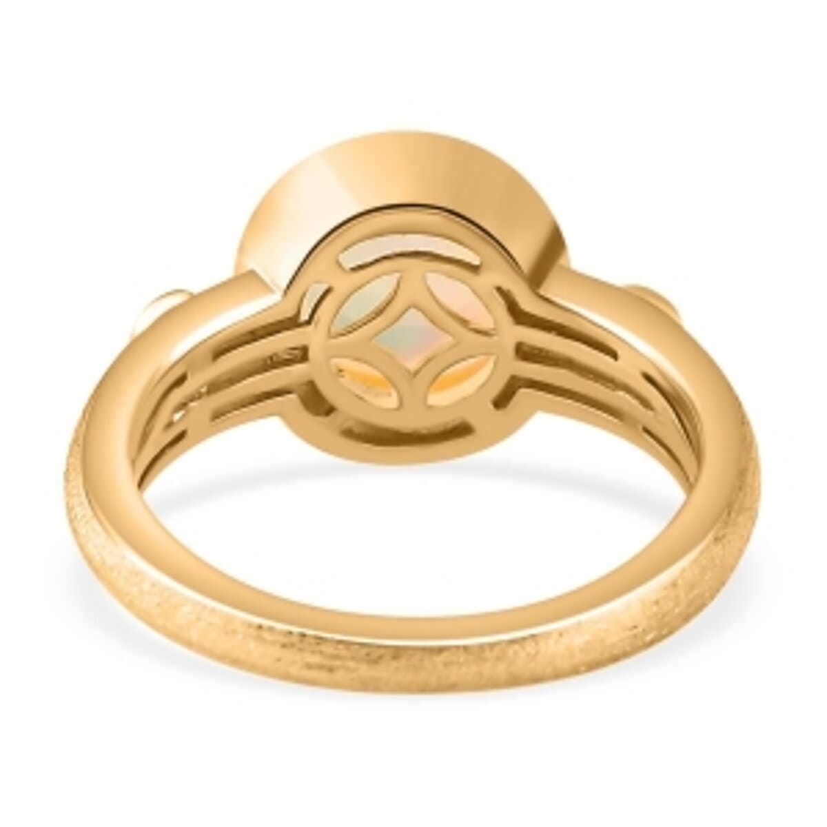 Ethiopian Welo Opal and White Zircon 1.33 ctw Ring in Vermeil Yellow Gold Over Sterling Silver (Size 11.5) image number 6