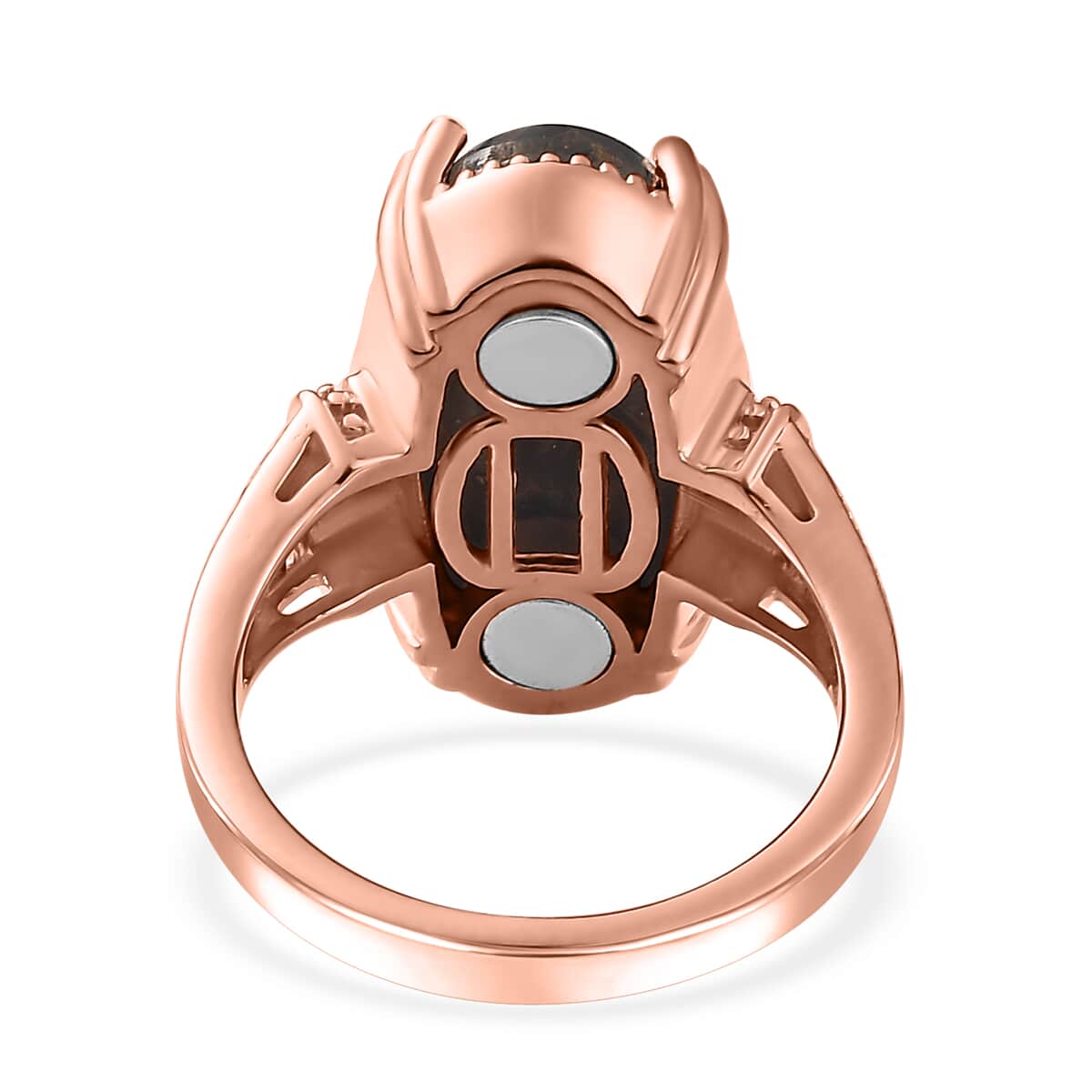 Matrix Silver Shungite Solitaire Ring in 14K Rose Gold Over Copper with Magnet (Size 10.0) 6.35 ctw image number 4