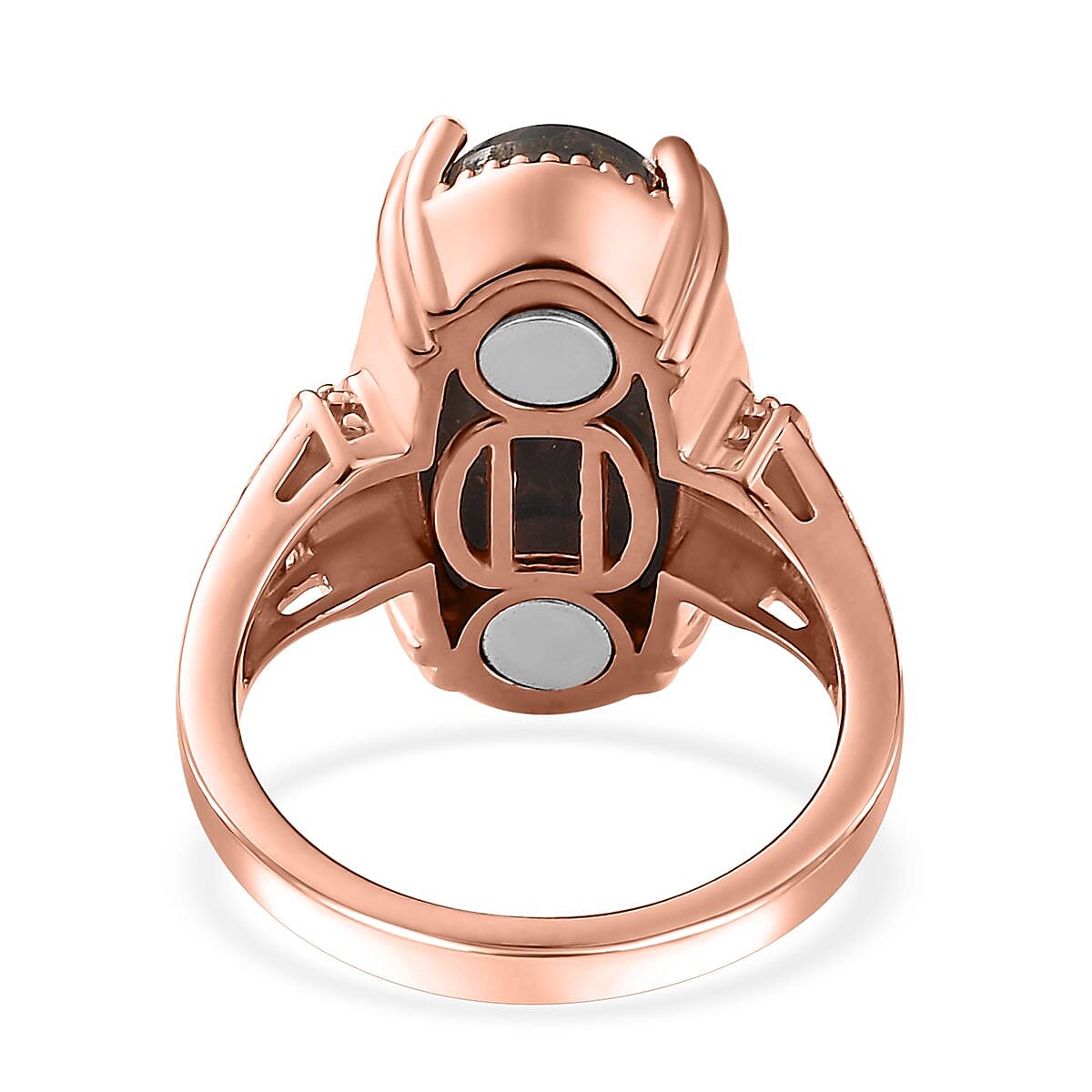 Matrix Silver Shungite Solitaire Ring in 14K Rose Gold Over Copper with Magnet (Size 11.0) 6.35 ctw image number 4