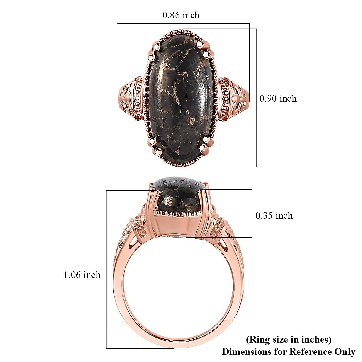 Matrix Silver Shungite Solitaire Ring in 14K Rose Gold Over Copper with Magnet (Size 11.0) 6.35 ctw image number 5