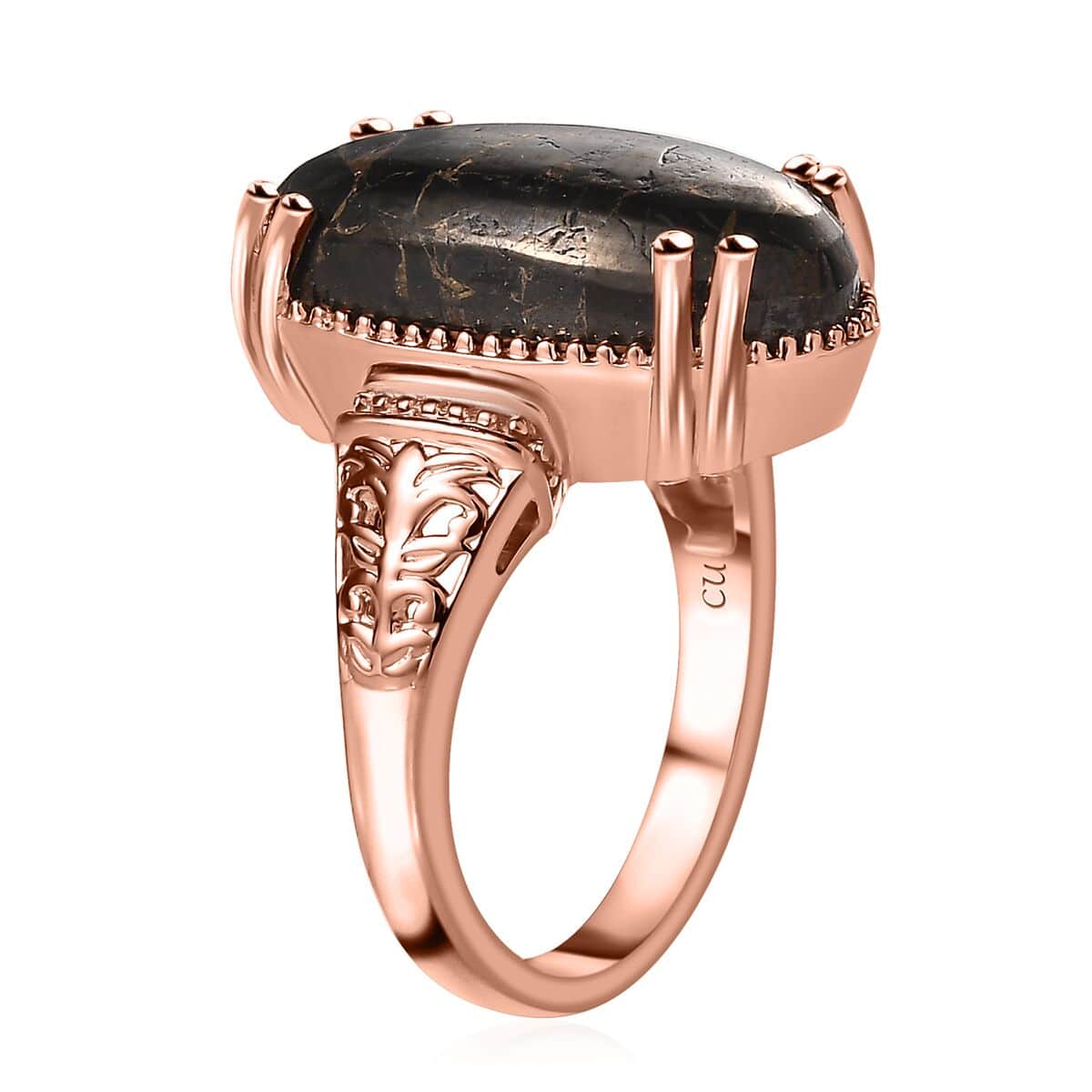 Matrix Silver Shungite Solitaire Ring in 14K Rose Gold Over Copper with Magnet (Size 5.0) 6.35 ctw image number 3