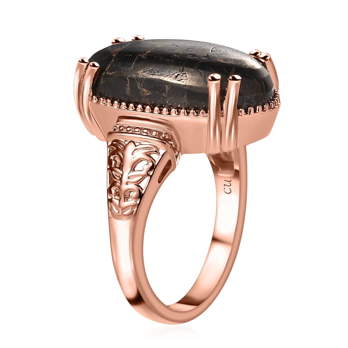 Matrix Silver Shungite Solitaire Ring in 14K Rose Gold Over Copper with Magnet (Size 6.0) 6.35 ctw image number 3