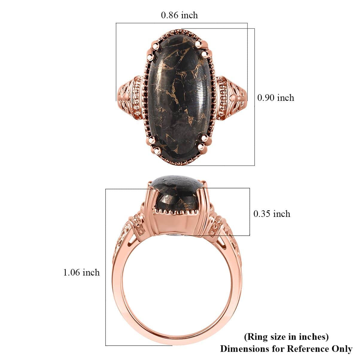 Matrix Silver Shungite Solitaire Ring in 14K Rose Gold Over Copper with Magnet (Size 6.0) 6.35 ctw image number 5