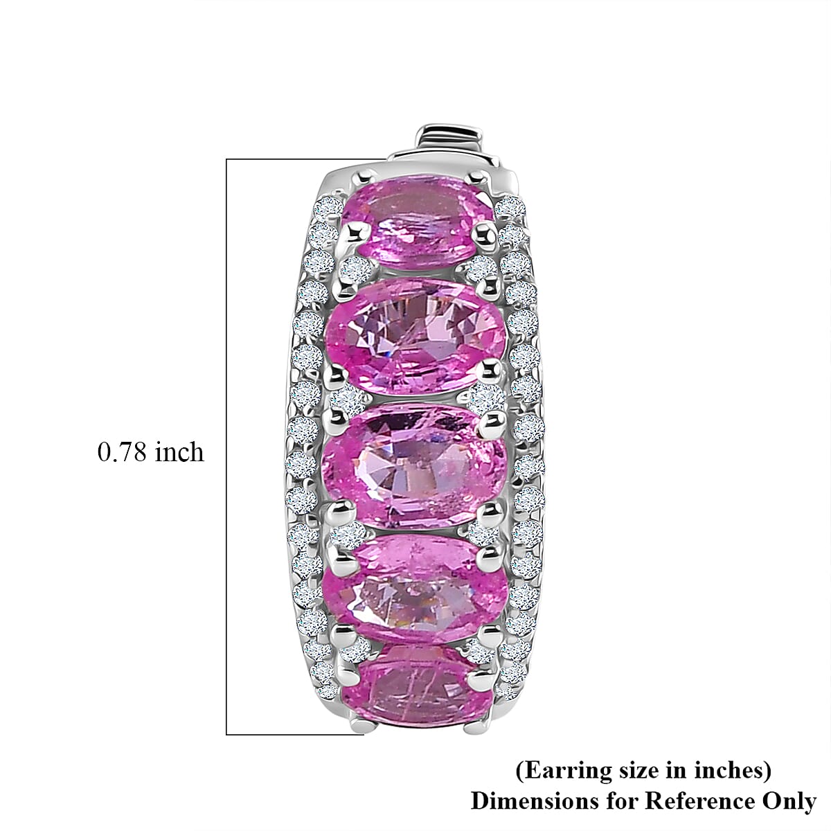 Premium Madagascar Pink Sapphire and White Zircon 5.35 ctw Earrings in Rhodium Over Sterling Silver