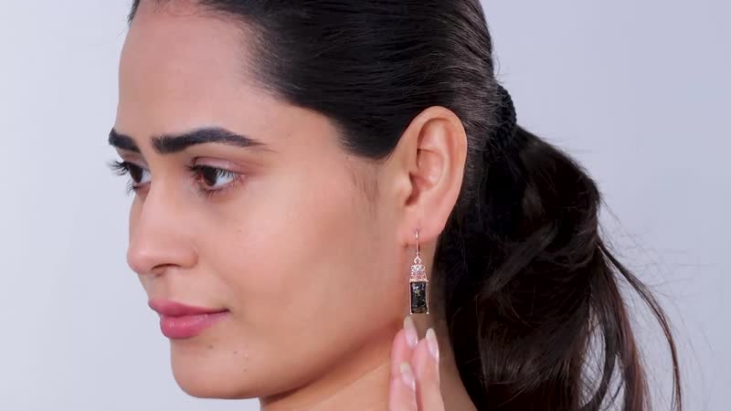 Matrix Silver Shungite Lever Back Earrings in 14K Rose Gold Over Copper with Magnet 6.25 ctw