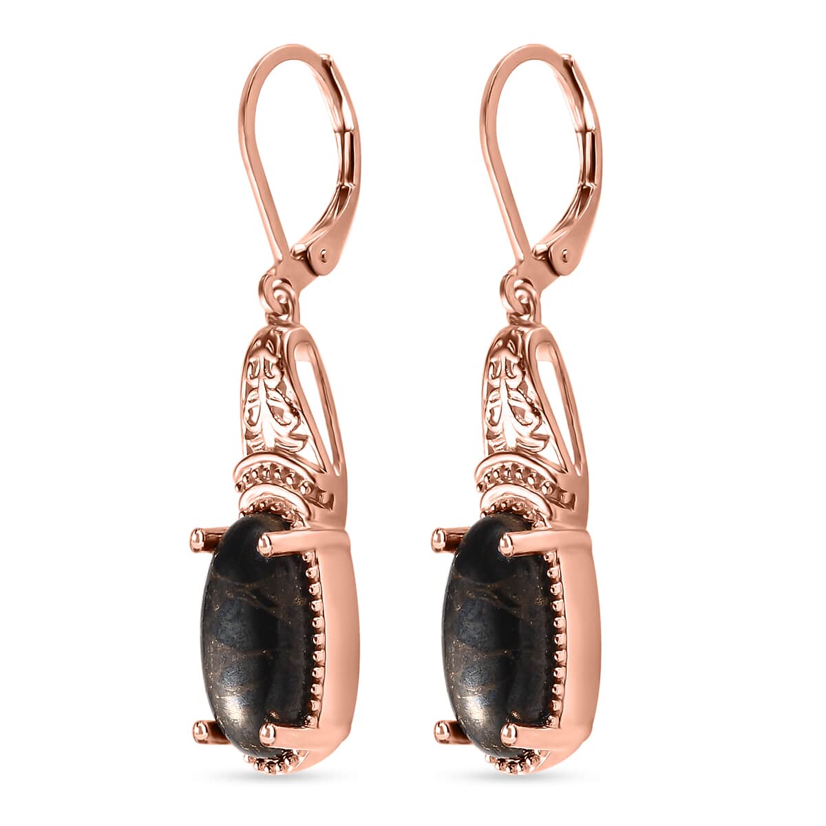 Matrix Silver Shungite Earrings in 14K Rose Gold Over Copper with Magnet 4.70 ctw image number 3