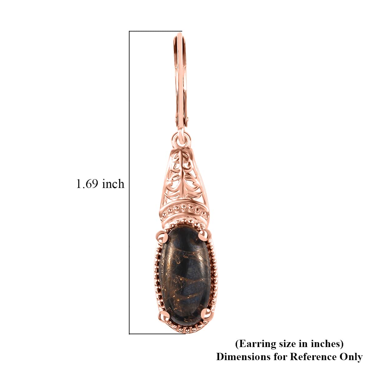 Matrix Silver Shungite Earrings in 14K Rose Gold Over Copper with Magnet 4.70 ctw image number 5