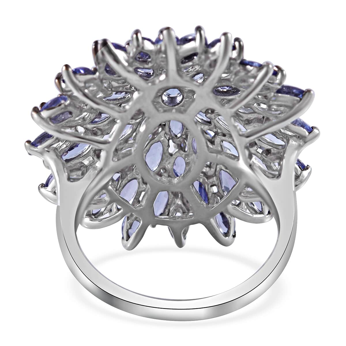 Tanzanite Dahlia Floral Spray Ring in Platinum Over Sterling Silver (Size 6.0) 6.40 ctw image number 3