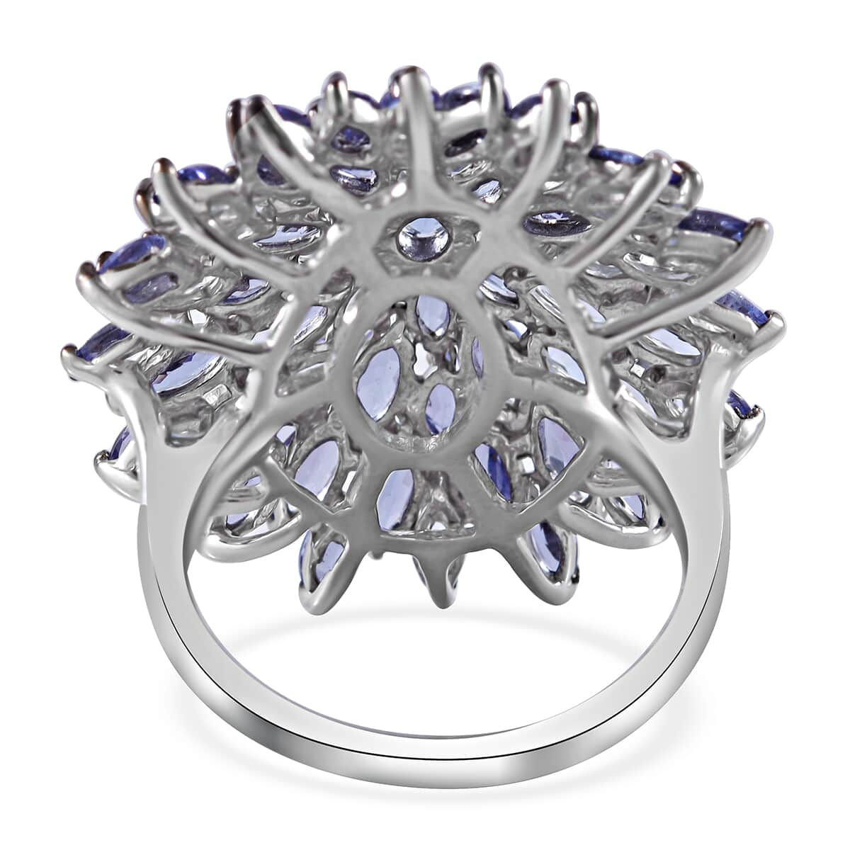 Tanzanite Dahlia Floral Spray Ring in Platinum Over Sterling Silver (Size 7.0) 6.40 ctw image number 3