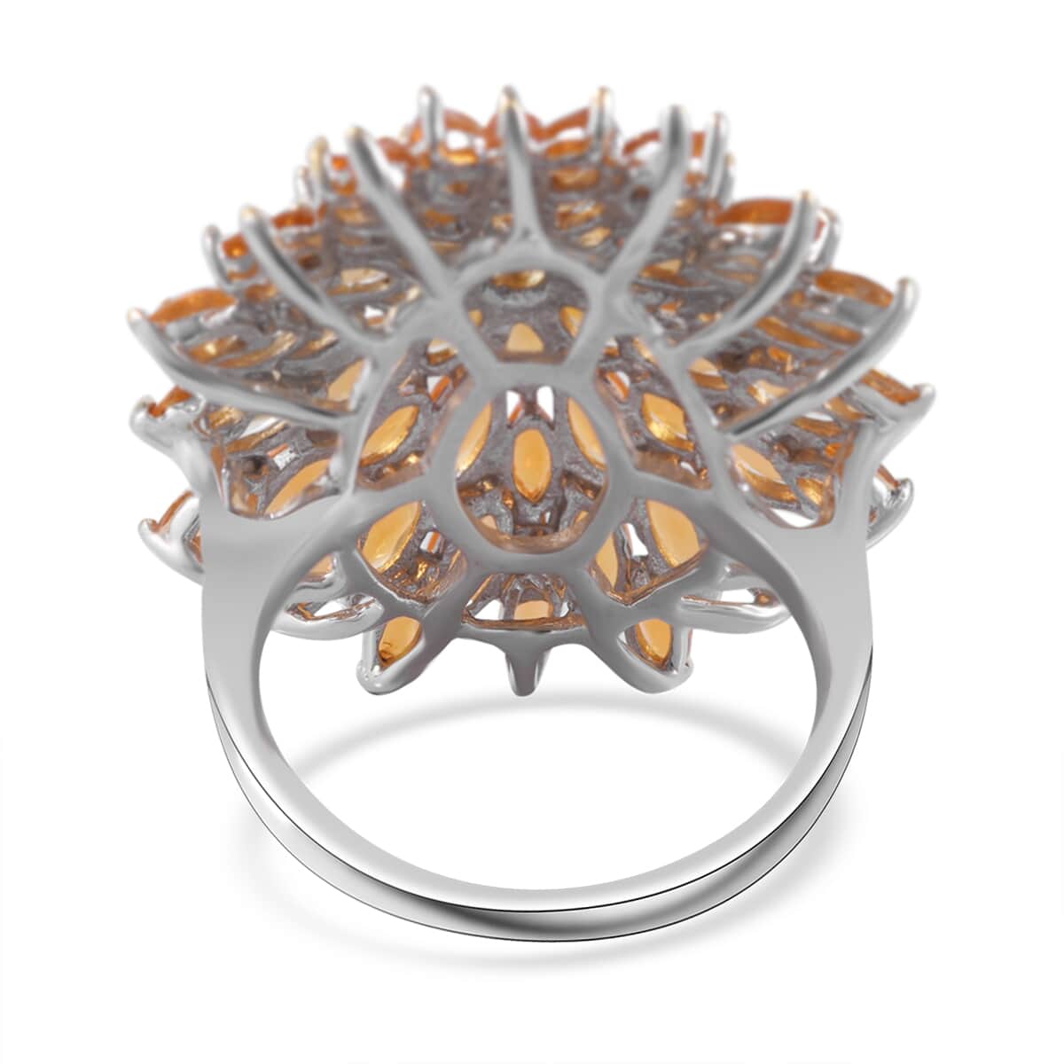 Jalisco Fire Opal Floral Spray Ring in Platinum Over Sterling Silver (Size 6.0) 4.40 ctw image number 3