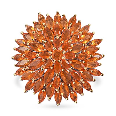 Jalisco Fire Opal Floral Spray Ring in Platinum Over Sterling Silver (Size 8.0) 4.40 ctw