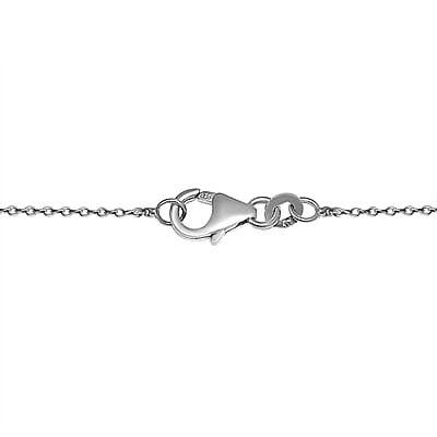 White Pearl Station Necklace 18 Inches in Rhodium Over Sterling Silver