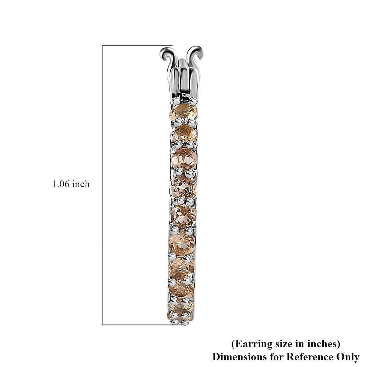 D'Joy Golden Imperial Topaz 3.15 ctw Inside Out Hoop Earrings in Platinum Over Sterling Silver