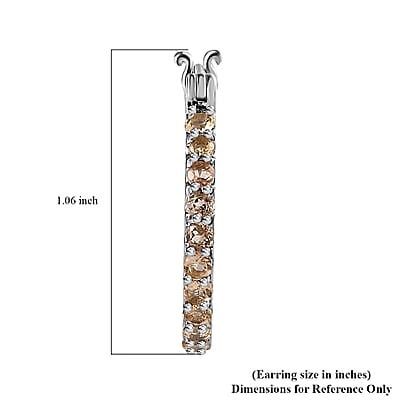 D'Joy Golden Imperial Topaz 3.15 ctw Inside Out Hoop Earrings in Platinum Over Sterling Silver