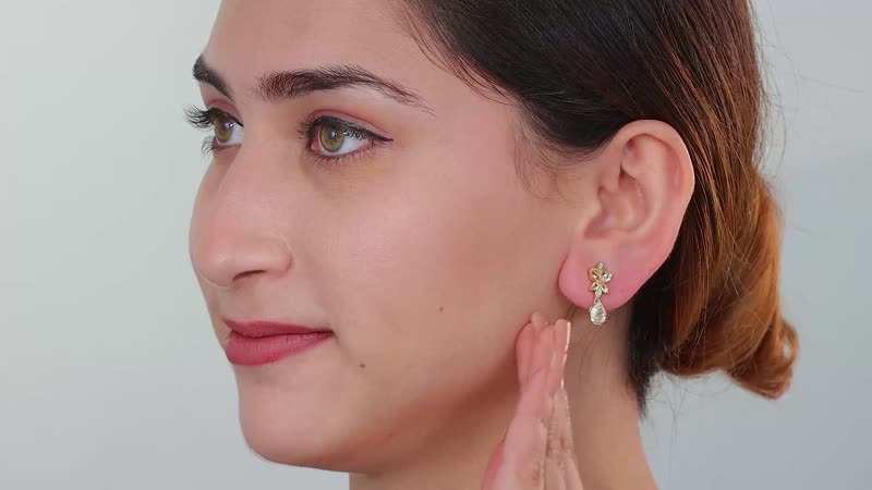 Premium Golden Imperial Topaz and White Zircon Drop Earrings in Vermeil Yellow Gold Over Sterling Silver 1.60 ctw