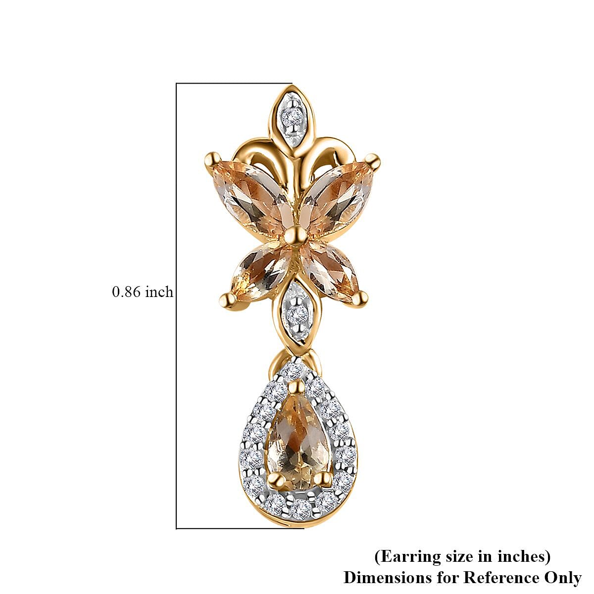 Premium Golden Imperial Topaz and White Zircon Drop Earrings in Vermeil Yellow Gold Over Sterling Silver 1.60 ctw