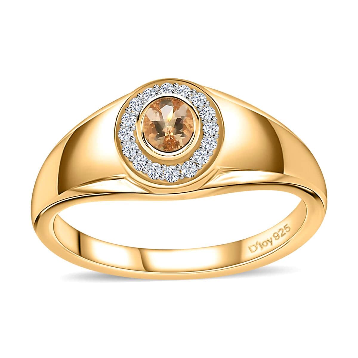 Premium Golden Imperial Topaz and Moissanite Men's Ring in Vermeil Yellow Gold Over Sterling Silver (Size 10.0) 0.50 ctw image number 0