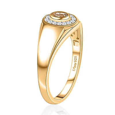 Premium Golden Imperial Topaz and Moissanite Men's Ring in Vermeil Yellow Gold Over Sterling Silver (Size 10.0) 0.50 ctw