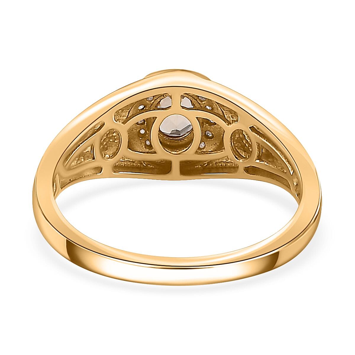 Premium Golden Imperial Topaz and Moissanite Men's Ring in Vermeil Yellow Gold Over Sterling Silver (Size 10.0) 0.50 ctw