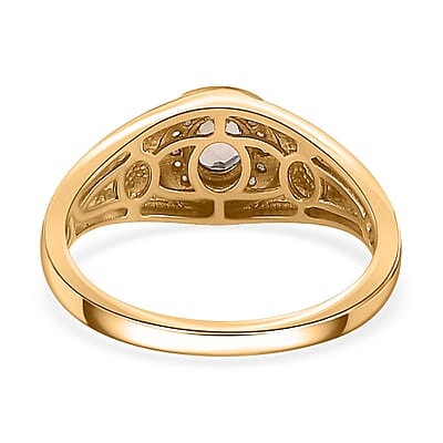 Premium Golden Imperial Topaz and Moissanite Men's Ring in Vermeil Yellow Gold Over Sterling Silver (Size 10.0) 0.50 ctw