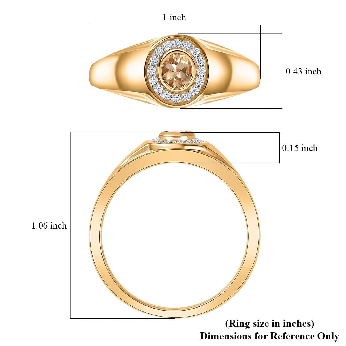 Premium Golden Imperial Topaz and Moissanite Men's Ring in Vermeil Yellow Gold Over Sterling Silver (Size 10.0) 0.50 ctw image number 5