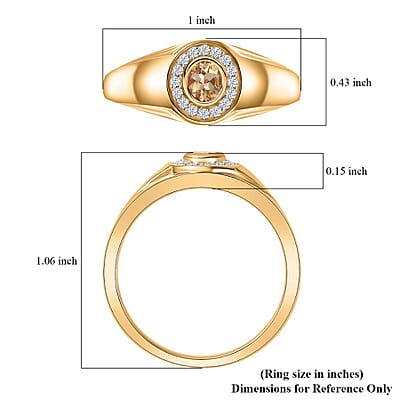 Premium Golden Imperial Topaz and Moissanite Men's Ring in Vermeil Yellow Gold Over Sterling Silver (Size 10.0) 0.50 ctw