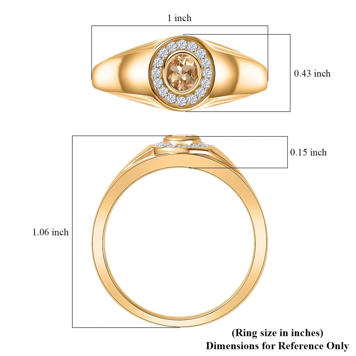 Premium Golden Imperial Topaz and Moissanite Men's Ring in Vermeil Yellow Gold Over Sterling Silver (Size 13.0) 0.50 ctw image number 5