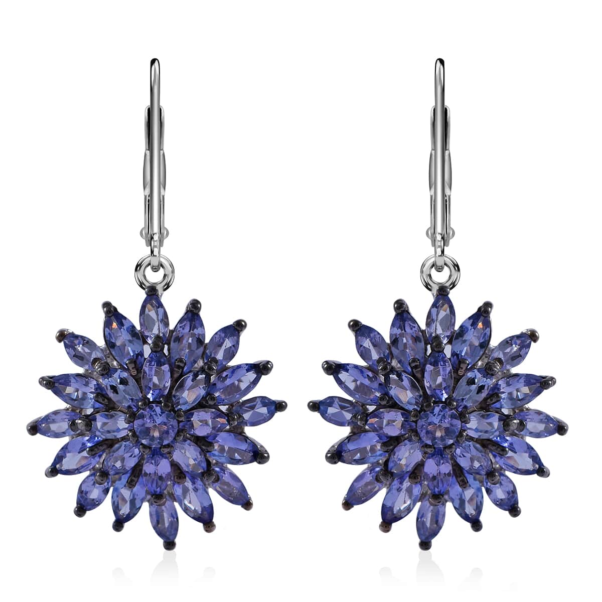 Tanzanite Floral Spray Earrings in Platinum Over Sterling Silver 5.00 ctw image number 0