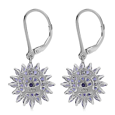 Tanzanite Dahlia Floral Spray Earrings in Platinum Over Sterling Silver 5.00 ctw