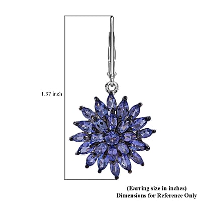 Tanzanite Dahlia Floral Spray Earrings in Platinum Over Sterling Silver 5.00 ctw