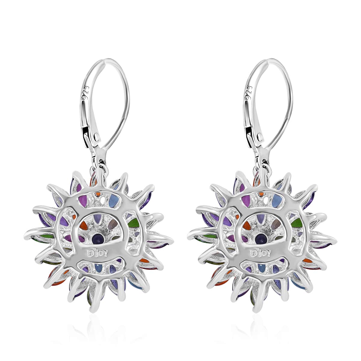 Multi Gemstone Floral Spray Earrings in Platinum Over Sterling Silver 4.90 ctw image number 3