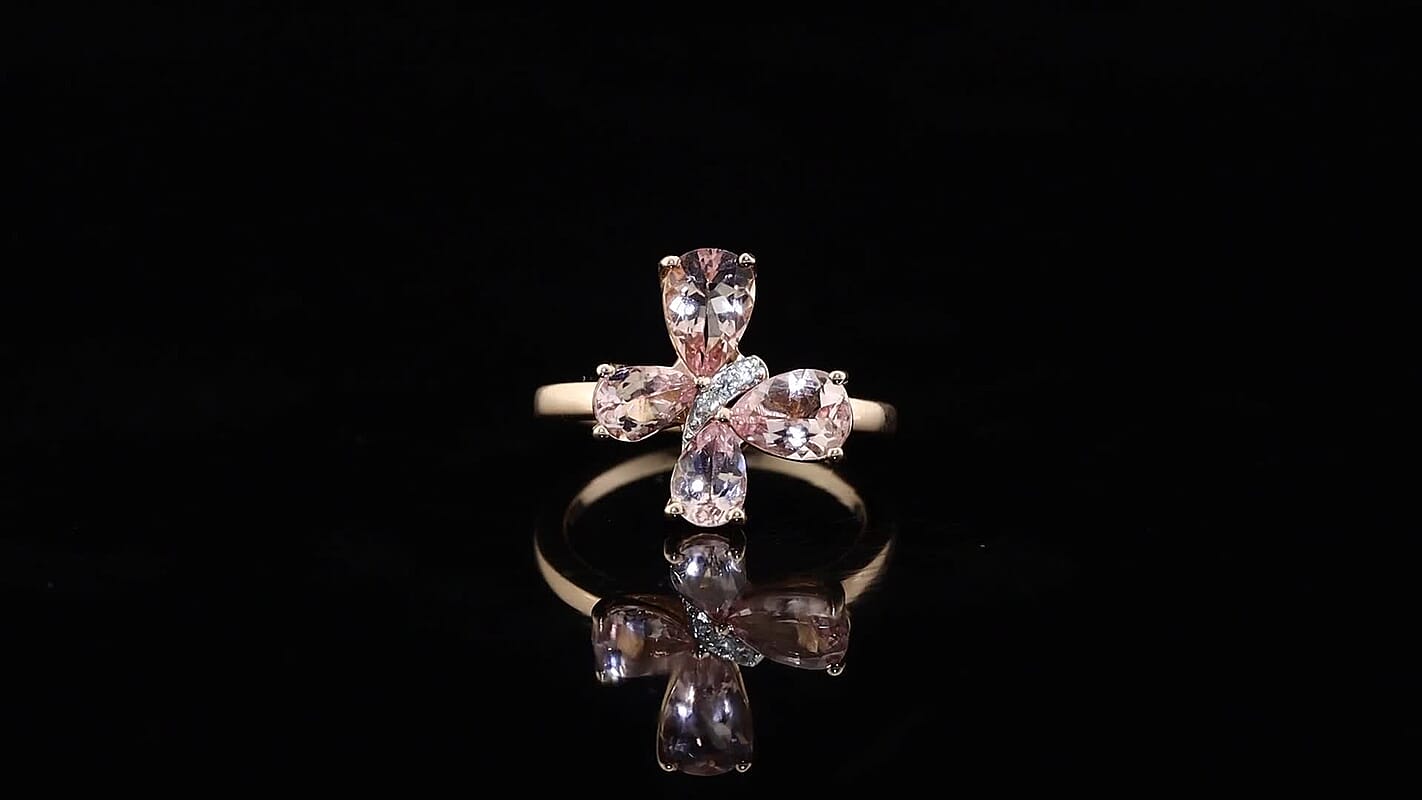 Premium Pink Morganite and White Zircon 1.90 ctw Ring in 18K Vermeil Rose Gold Over Sterling Silver (Size 6.0)