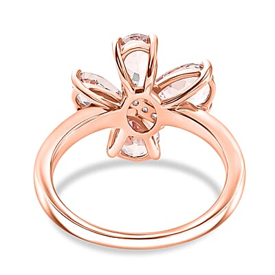Premium Pink Morganite and White Zircon 1.90 ctw Ring in 18K Vermeil Rose Gold Over Sterling Silver (Size 6.0)
