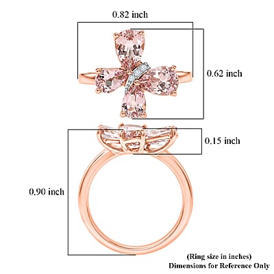 Premium Pink Morganite and White Zircon 1.90 ctw Ring in 18K Vermeil Rose Gold Over Sterling Silver (Size 6.0)