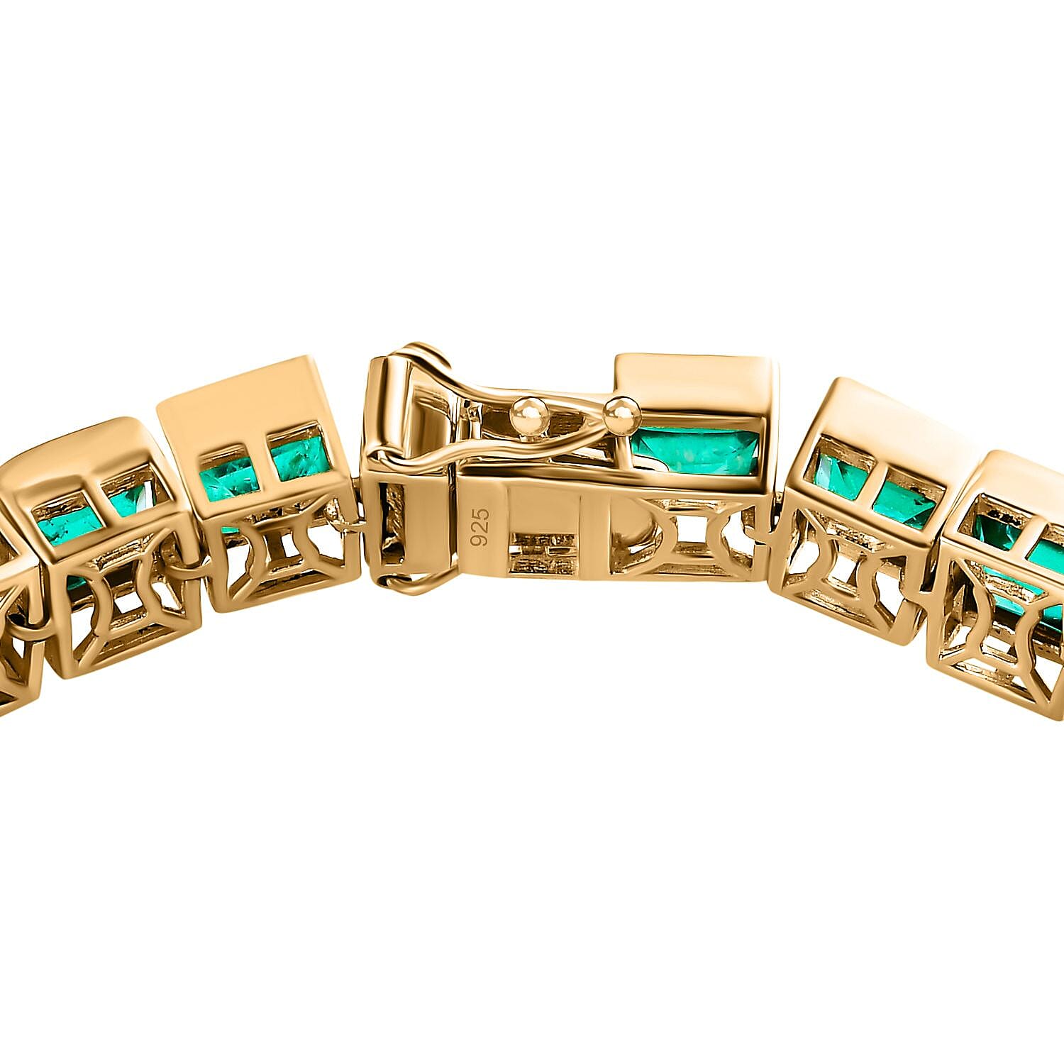 Emeraldine Triplet Quartz 33.60 ctw Cluster Bracelet in Vermeil Yellow Gold Over Sterling Silver (7 In) (20.15 g)